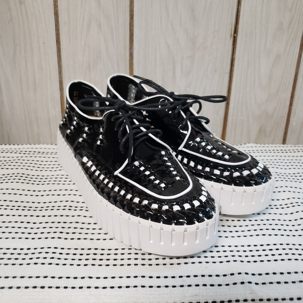 BRODIES Sneaker Black White Rubber Shoes Gothic Minimalist Monochrome Womens 37